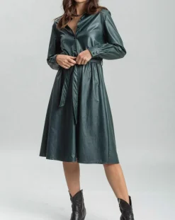 Femme Lauren Vidal Robe en simili Ivana verte