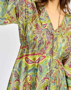 Femme Lauren Vidal Robe en Soie mélangée Kylan vert/multicolore