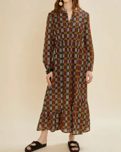 Femme Chloé Stora Robe en Soie mélangée Marcia bordeaux