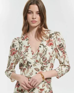 Zapa Robe en Soie mélangée Roanita imprimée