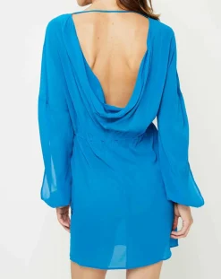 Sale La Perla Robe en Soie mélangée Ruffled Jade turquoise