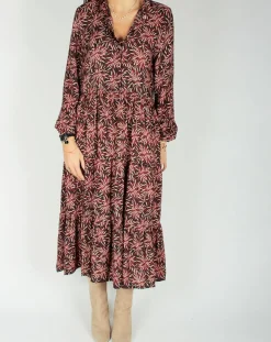 Lauren Vidal Robe en Soie mélangée Soan imprimée étoile rouge/noir