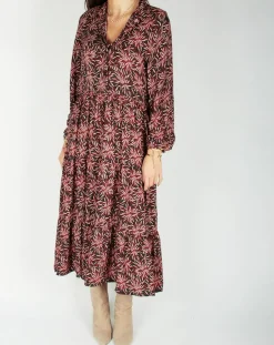 Lauren Vidal Robe en Soie mélangée Soan imprimée étoile rouge/noir