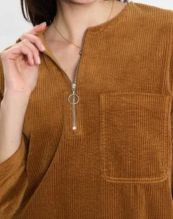 Sale Marc O'Polo Robe en Velours côtelé zip poche marron