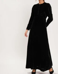 Femme Manoush Robe en Velours satiné Princesse noire