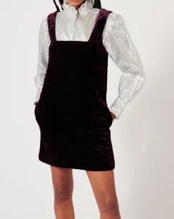 Femme Manoush Robe en Velours satiné Princesse cerise noire