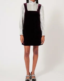 Femme Manoush Robe en Velours satiné Princesse cerise noire