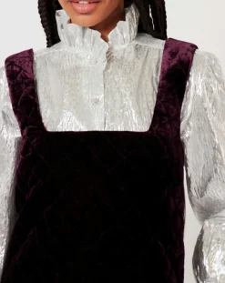 Femme Manoush Robe en Velours satiné Princesse cerise noire