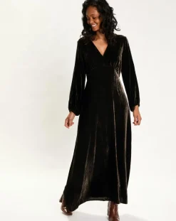 Sale Lauren Vidal Robe en Velours Solo café