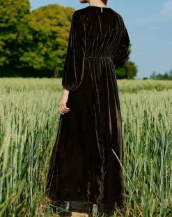 Sale Lauren Vidal Robe en Velours Solo café