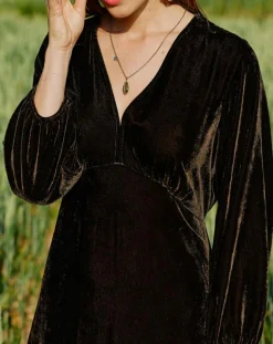 Sale Lauren Vidal Robe en Velours Solo café