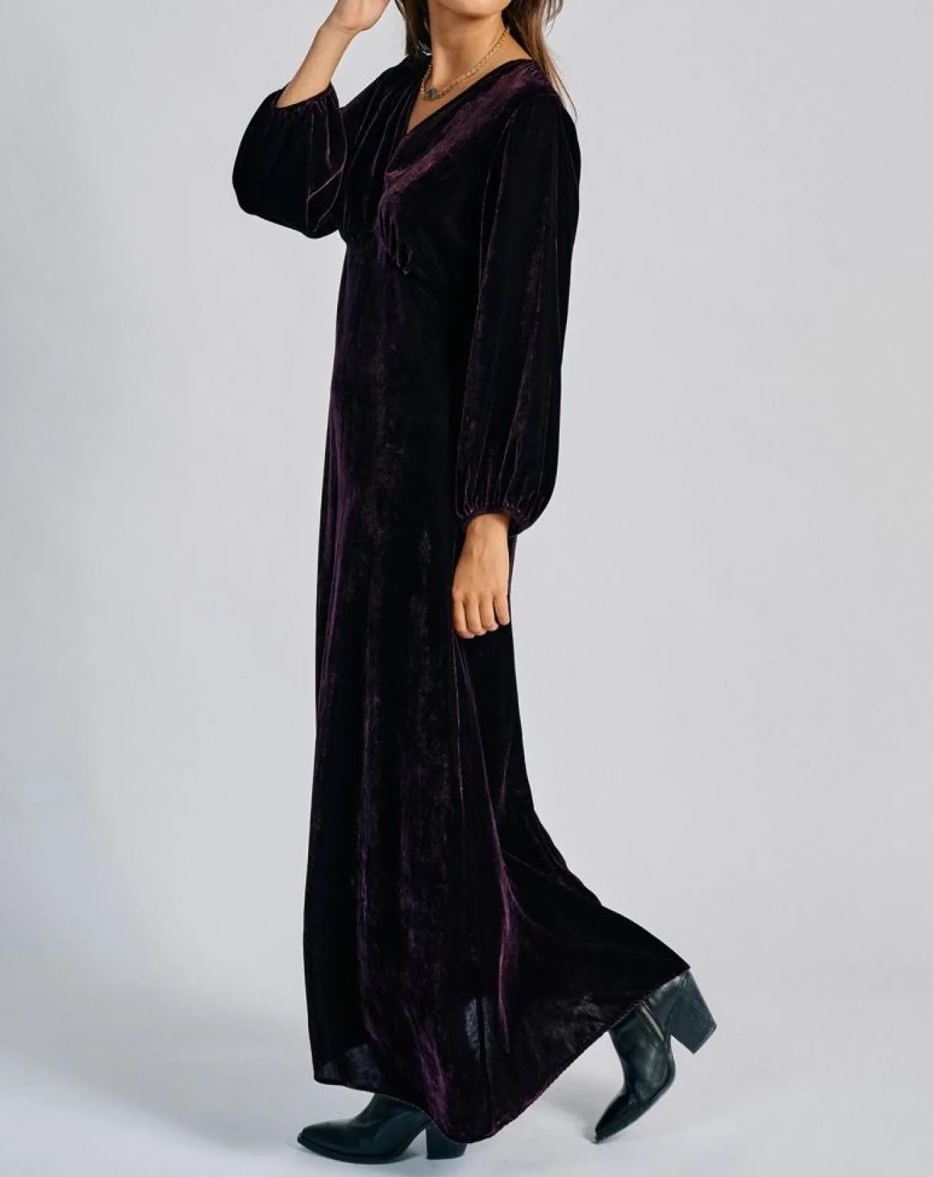 Clearance Lauren Vidal Robe en Velours Solo violette