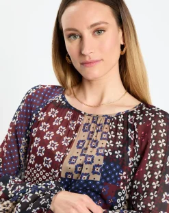 Femme Marc O'Polo Robe en voile Klook imprimée bordeaux/marine