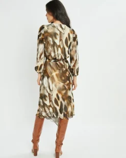 Femme Lauren Vidal Robe en voile Moon imprimée fumée marron