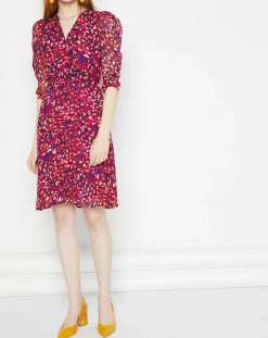 Outlet La Petite Etoile Robe en voile Yana léopard rose/violet