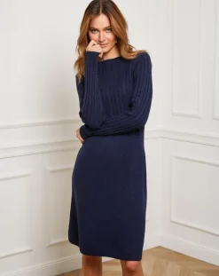 Femme Fleur de cachemire Robe Eve marine