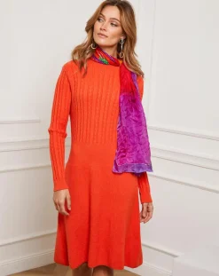 New Fleur de cachemire Robe Eve orange