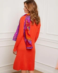 New Fleur de cachemire Robe Eve orange