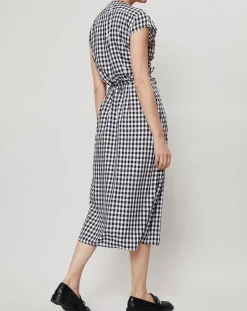 Discount J.Crew Robe Fabrizia Vichy bleu/blanc