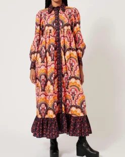 New Manoush Robe Fall Winter Mix imprimée rose/multicolore