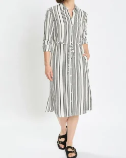 Femme Marc O'Polo Robe fluide à rayures blanc/noir