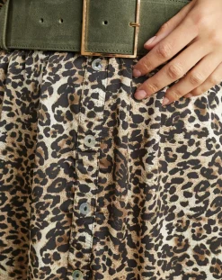 Femme Lauren Vidal Robe fluide Store imprimée wild beige/noir