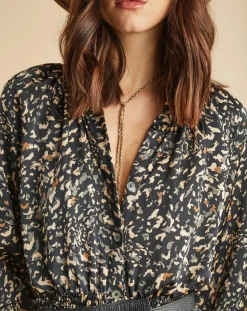 Best Lauren Vidal Robe fluide Store imprimée military noire