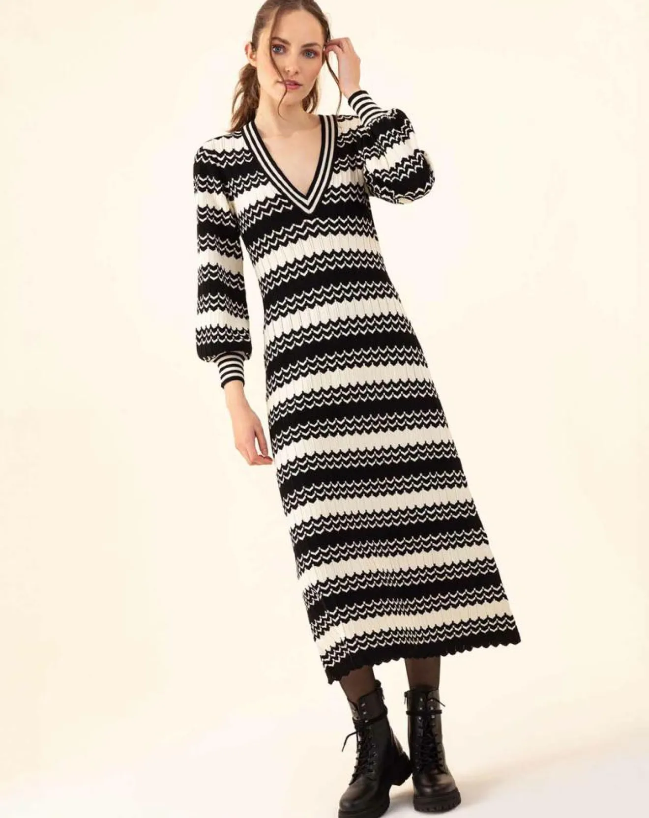 Femme Indies Robe Fresh blanc/noir