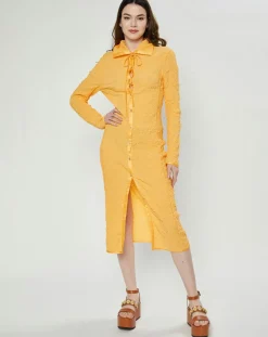 Hot Acne Studios Robe froissée orange