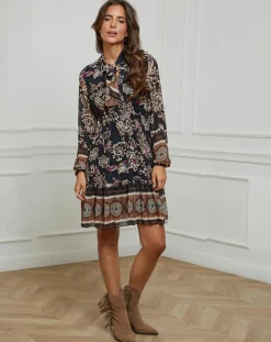 Femme Alice & Charlotte Robe imprimée mi-longue Charlie noire