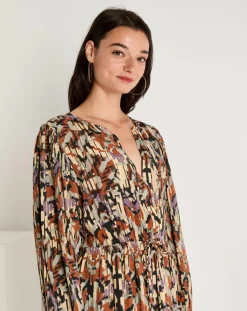 Femme See u Soon Robe Iris imprimée brique/multicolore