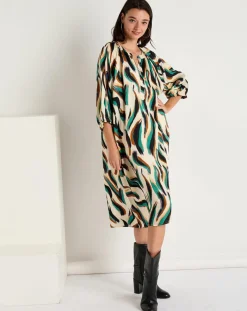 Discount See u Soon Robe Léa satinée imprimée vert/multicolore