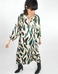 Discount See u Soon Robe Léa satinée imprimée vert/multicolore