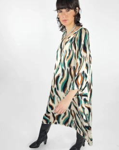 Discount See u Soon Robe Léa satinée imprimée vert/multicolore