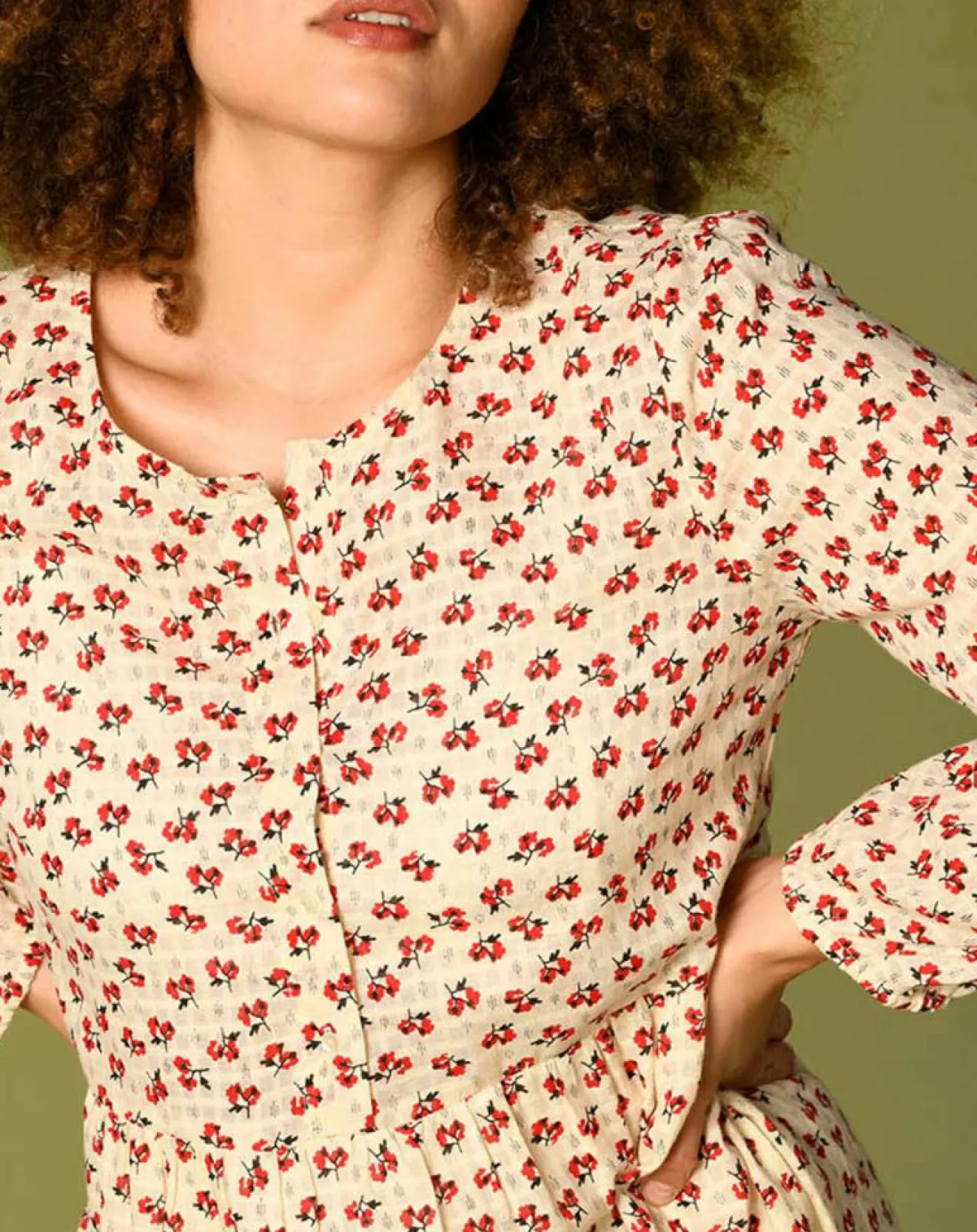 Femme Harris Wilson Robe Laila à fleurs écru/groseille