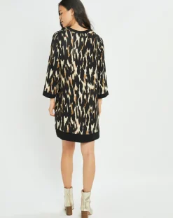 Femme Lauren Vidal Robe Leoni imprimée fauve noir/beige