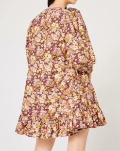 Femme Manoush Robe Liberty Fauve imprimée cerise noire/multicolore