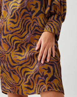 Femme Lauren Vidal Robe Lizy imprimée ocre/violet