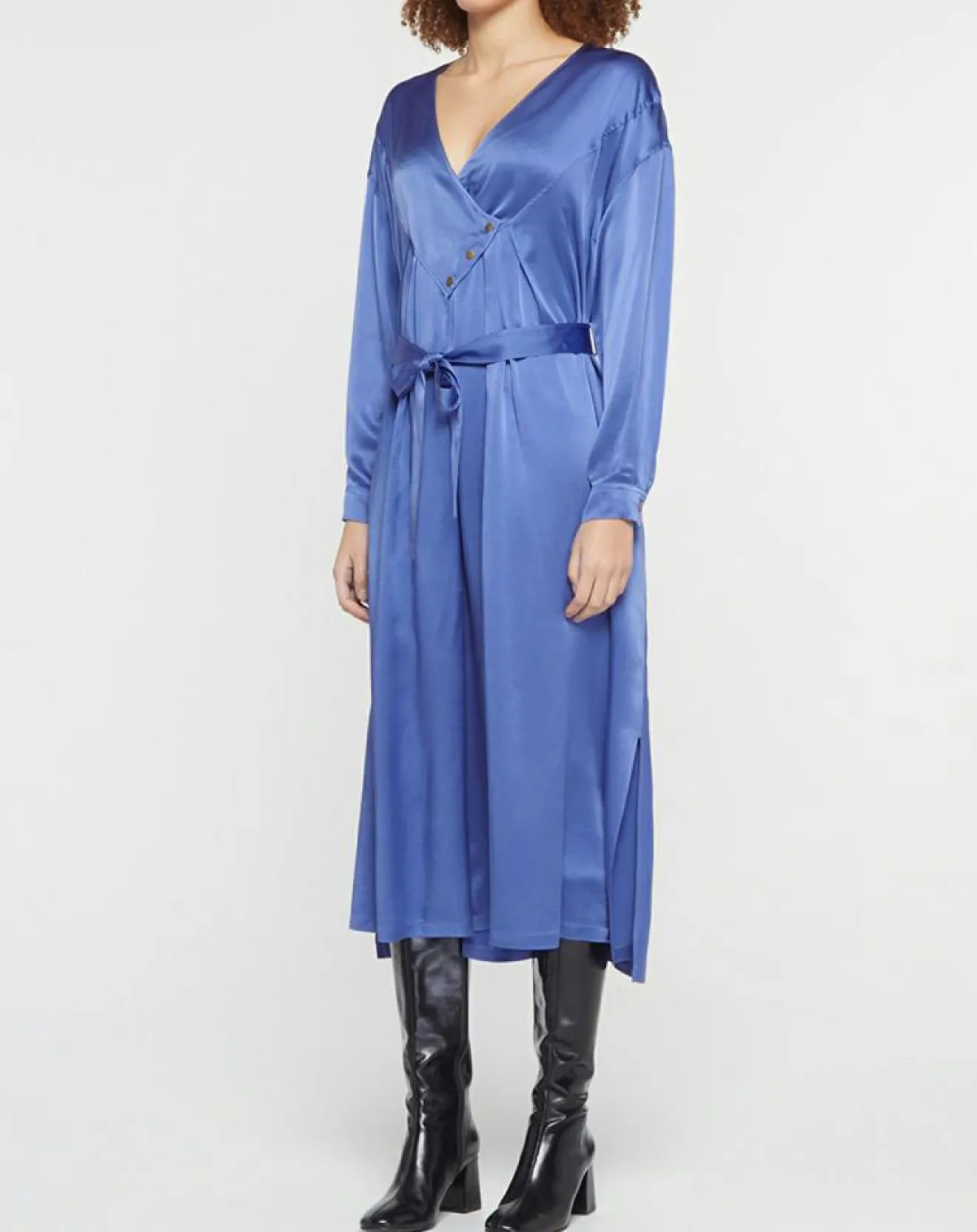 Sale Forte forte Robe longue 100% Soie Abito bleue