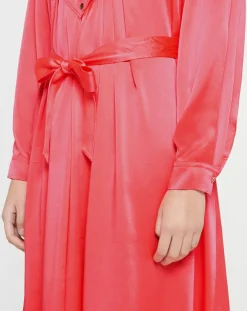 Femme Forte forte Robe longue 100% Soie Abito rose