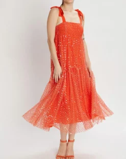 Sale Manoush Robe longue Baby Flower coquelicot