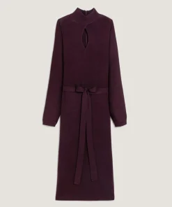 Clearance Rodier Robe longue Cali 100% Laine laine ceinture violet aubergine