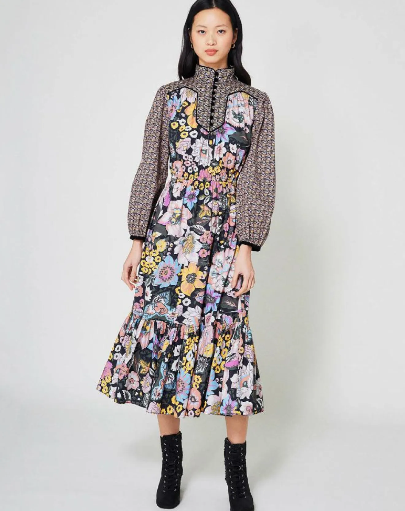Femme Manoush Robe longue Carnaby mix print