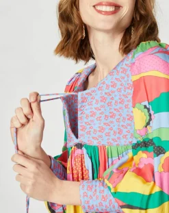 Femme Manoush Robe longue Purple Country print bleu gris