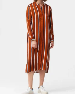 Femme Chloé Stora Robe longue Roya à rayures rouille