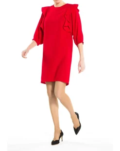 Femme Derhy Robe manches volantes rouge