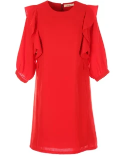 Femme Derhy Robe manches volantes rouge