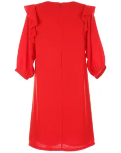 Femme Derhy Robe manches volantes rouge