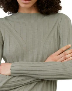 Marc O'Polo Robe maxi en Coton & Lin Cotelé beige foncé