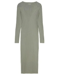 Marc O'Polo Robe maxi en Coton & Lin Cotelé beige foncé